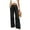 Black, variant on QLEICOM Womens Slacks Women's Wrinkle Free Relaxed Fit Straight Leg Pants Solid Pants Comfortable Elastic High Waist Wide Leg Loose Beach Pants Wide Leg Pants Relaxed Fit Trousers