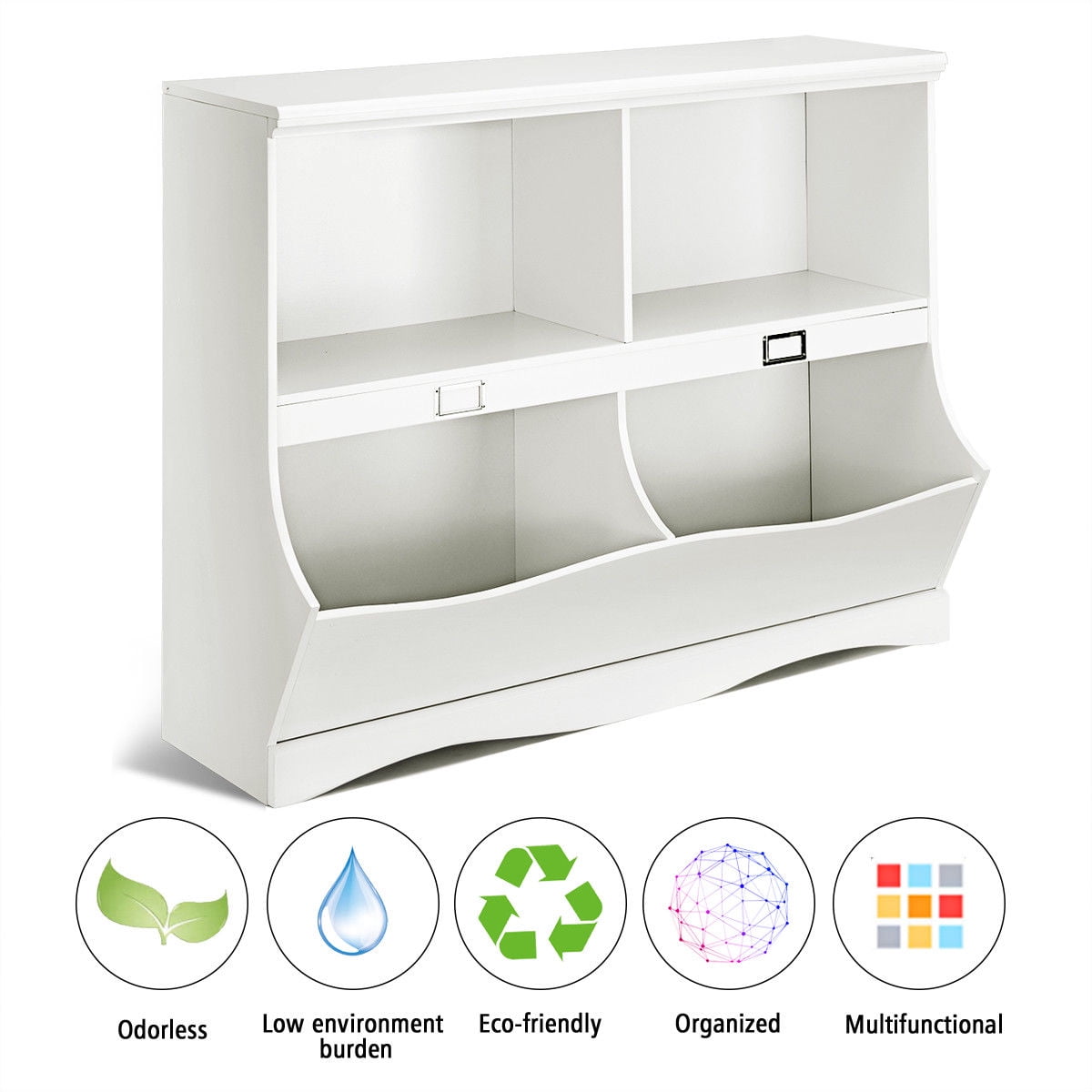Gymax Kids Bookshelf Bookcase Baby Toy Organizer Shelf Children Storage Unit White