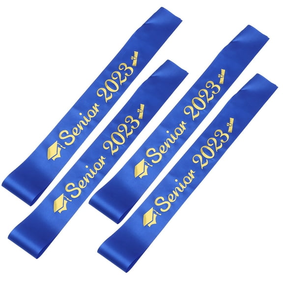 PAMINGONO Senior Photo Props 4Pcs Blue Satin Sashes for Graduation Decorations
