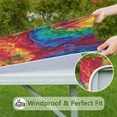 thumbnail image 6 of Colorful Tie Dye Pattern Square Fitted Tablecloth with Elastic Edge,Square Table Cover,Washable Elastic Table Cover for Home Kitchen Party Decor 36"x36", 6 of 6