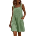 thumbnail image 2 of Tqcoqu Womens Overalls Summer Dress Sleeveless Short Dress Casual Beach Vacation Outfits with Pockets,Green,Women's S-XXXL, 2 of 6