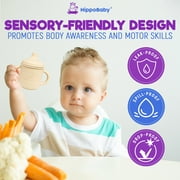 HippoBaby Silicone Sippy Cups with Straws, Spill-Proof, Dishwasher Safe, Mint/Cream, 2 Pack