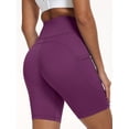 thumbnail image 6 of NELEUS Womens 8" High Waist Spandex Shorts Yoga Workout Biker Athletic Shorts with Pockets,Purple,US Size S, 6 of 9