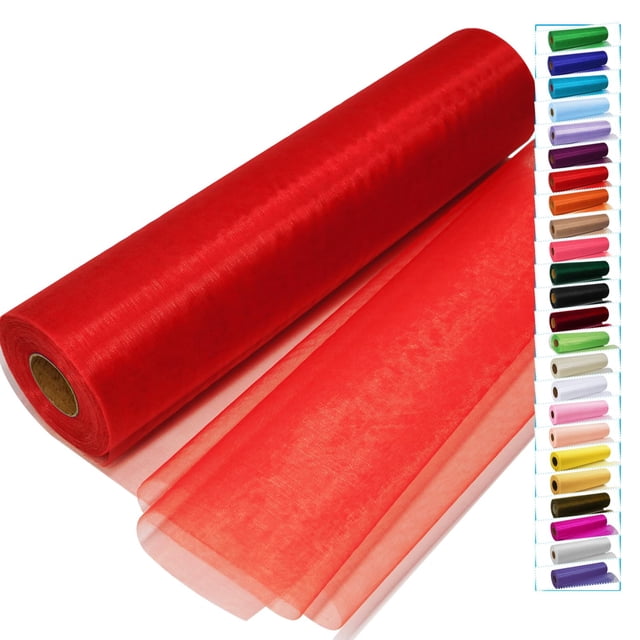 Rollo de tela IONTACH con cristal de tul rojo, 30 cm x 45 m