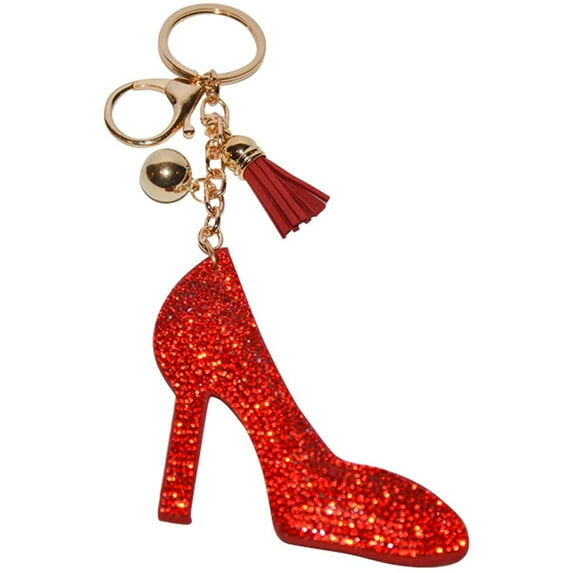 Red High Heel Keychain for Women Girls Crystal Purse Charm Backpack Charms