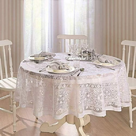 Round White Lace Tablecloth. Size 180 cm-70 inches