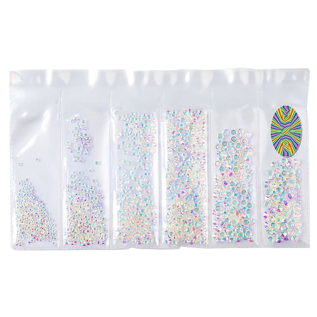 Flatback Rhinestone 6-Size Shiny DIY Round Crystal Gem Flatback Gem for Nail Art