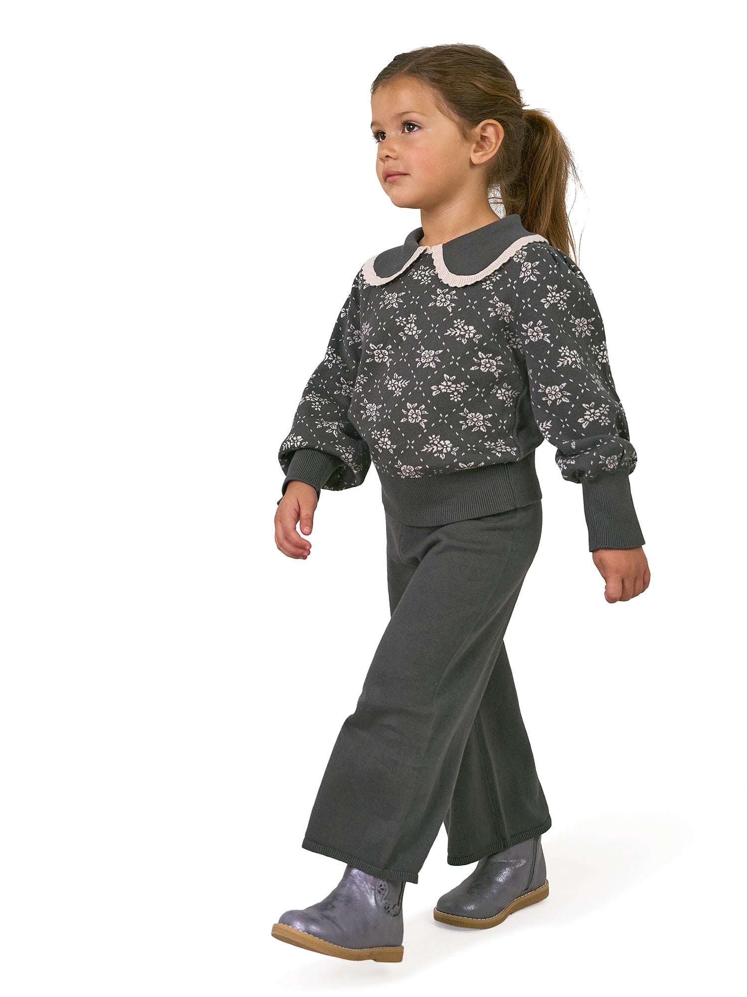 Modern Moments by Gerber Toddler Girl Collar Sweater and Pant Set, 2-Piece, Sizes 12 Months - 5T