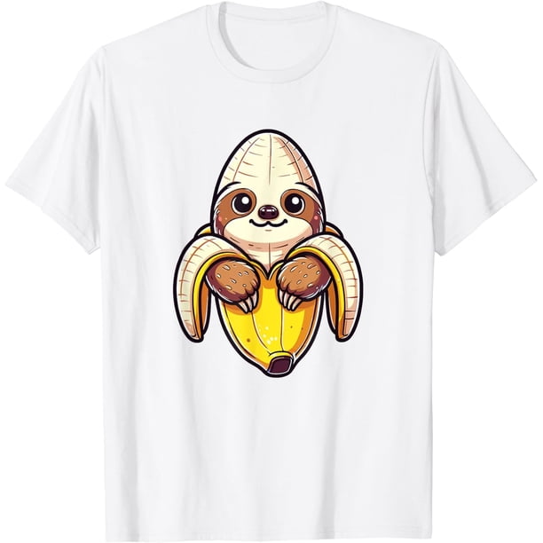 Funny plátano Sloth T-Shir 100% algodón camisetas unisex para hombre y mujer