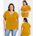 thumbnail image 2 of TIYOMI Plus Size Women's Turmeric Yellow Shirts 2X V Neck Tops Summer Button Shirts Short Sleeve Tees 2XL 18W 20W, 2 of 6