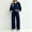 Navy, variant on Qiggri Women's 2 Piece Set Color Block Crew Neck Sweatshirt Elastic Waist Wide Leg Pants Lightweight Co‑Ord Tracksuit with Side Pockets for Coffee Run Daily Errands L