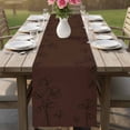 thumbnail image 4 of Brown Flowers Table Runner - 70 Inch Long Japanese Abstract Floral Plants Simple Art Cotton and Linen Blended Dress Scarves Farmhouse Table Runner for Kitchen Dining, Coffee Table, 13" x 70", 4 of 8