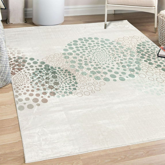 Abstract Decorative Rug, Modern and Cool Design Surreal Dots Like and Circled Design Art, Quality Carpet for Bedroom Dorm and Living Room, 6 Sizes, Dark Sea, by Ambesonne