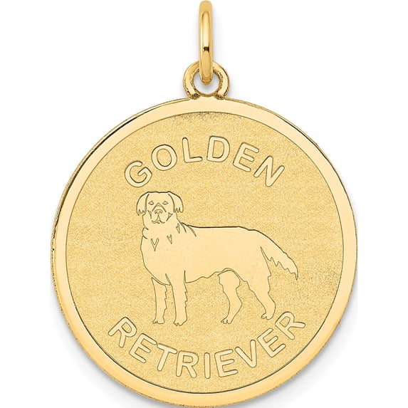 14K Yellow Gold Golden Retriever Disc Charm (26 X 20) Made In United States xac869