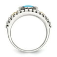 thumbnail image 2 of Shey Couture Sterling Silver with 14K Accent Antiqued Checkerboard Bezel Blue Topaz Ring, 2 of 6