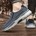 thumbnail image 3 of Men's Slip On Loafers, Arch Support Boat Shoes for Plantar Fasciitis, Canvas Leisure Vintage Flat Walking Orthopedic Shoes for Extra Cushioning and Pain Relief-Blue, 3 of 5