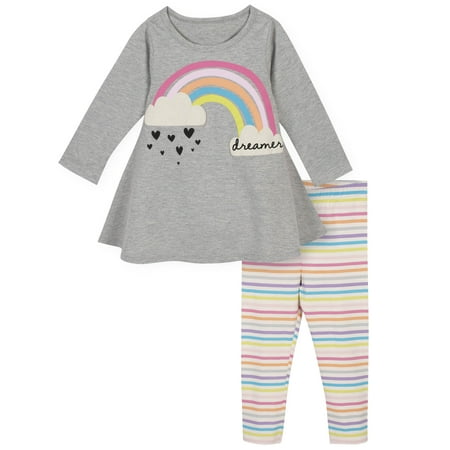 Gerber Long Sleeve Dress & Leggings, 2pc Outfit Set (Toddler Girls)