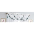 thumbnail image 1 of Lourdes Damask Embroidered Sheer Rod Pocket Waterfall Valance, Teal, 48x37 Inches, 1 of 1
