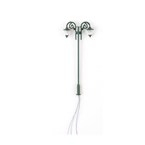 Lámpara de calle Advancent 1:87 LED de doble cabeza Retro bajo voltaje para exteriores luz blanca