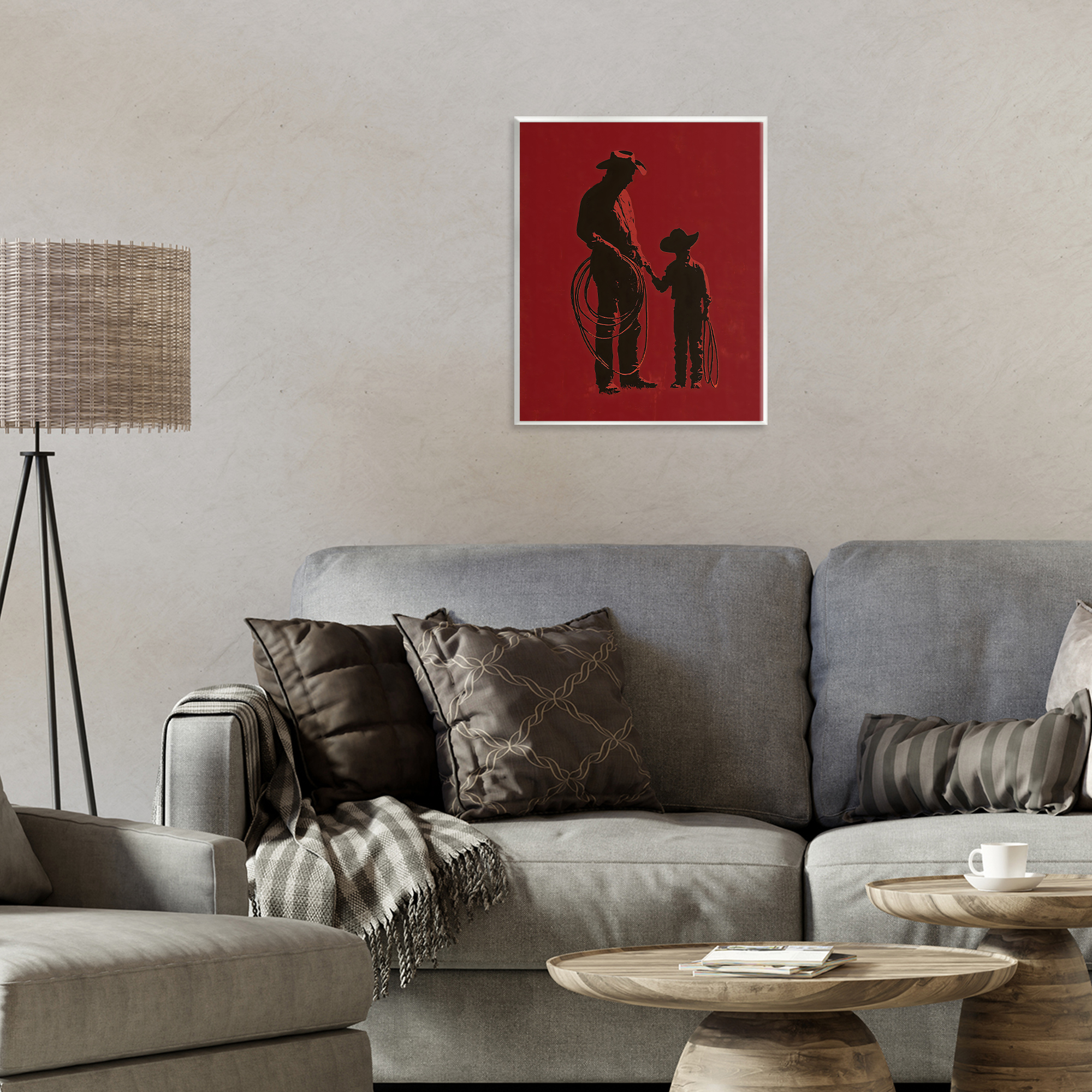 Burgundy Cowboy Father & Son Wall Plaque Art, design by Arlington Prints