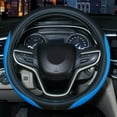 thumbnail image 1 of Auto Car Steering Wheel Cover, Universal 15 Inch Fit, Microfiber Leather, Non-Slip, Breathable (Black&Blue), 1 of 5