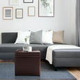 thumbnail image 6 of Giantex Seat Cube with Storage Space, Ottoman Made of Artificial Leather & Wood, Upholstered Ottoman, Brown, 6 of 9
