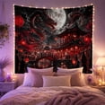 thumbnail image 2 of Black Dragon Above Red Lantern Waterfront Town, Dramatic Fantasy Style for Dragon Lovers, Dragon Wall Art, Housewarming Gift, Tapestry Wall Hanging for Bedroom and Gaming Room, 2 of 7