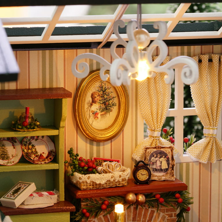 Noël Miniature DIY Dollhouse Dollhouse Kit 3D Maison en Bois
