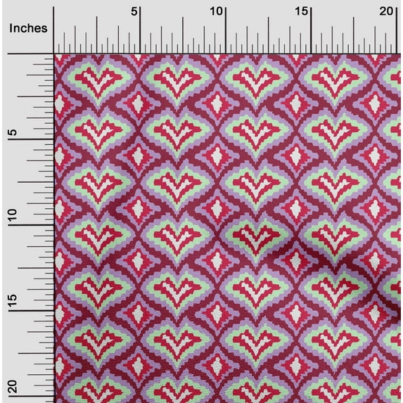 oneOone Polyester Lycra Fabric Ogee Flame Stitch Print Fabric By Yard 56 Inch Wide