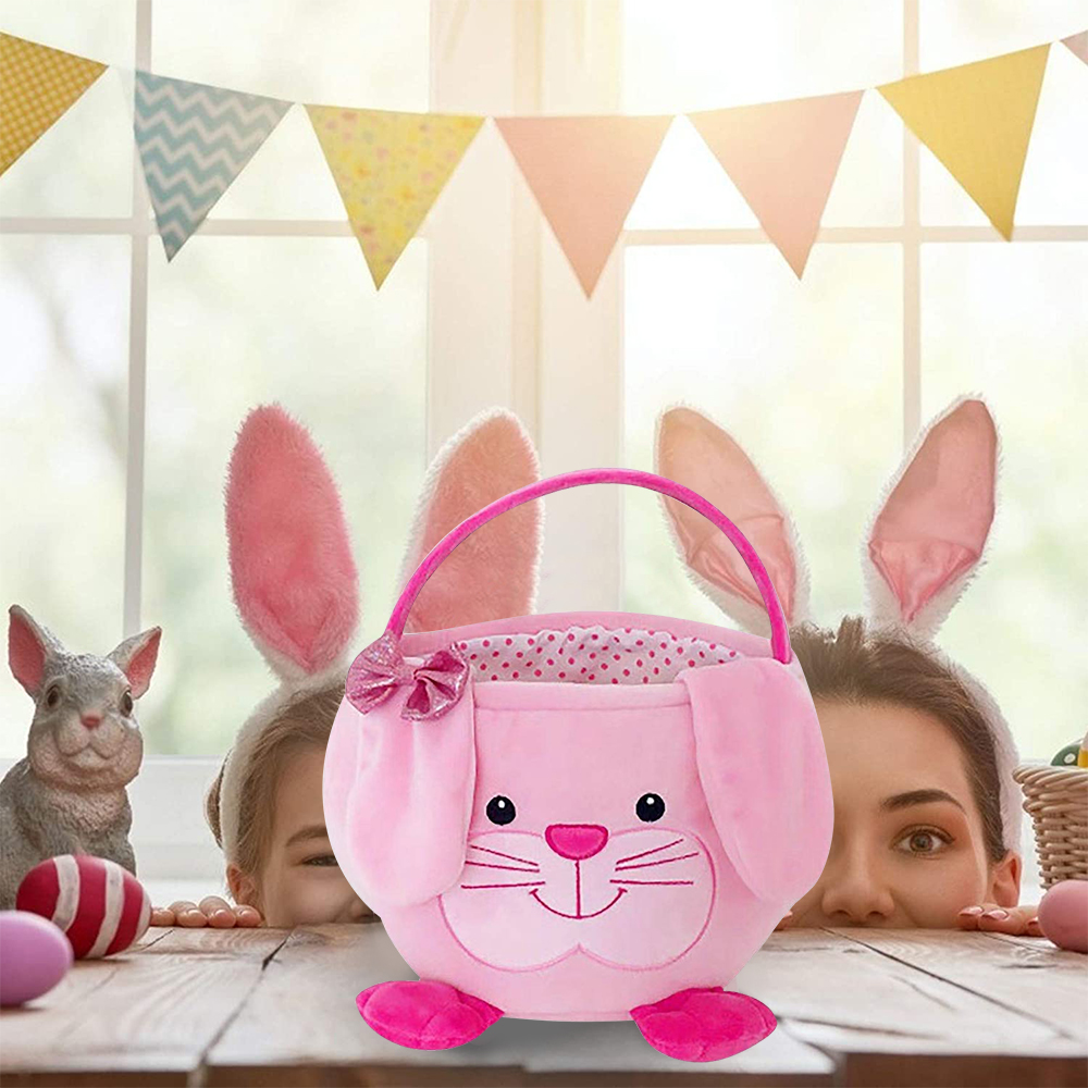 Movsou Easter Bunny Basket, Suitable for Girls and Boys Easter Party Gift Pink - image 7 of 8