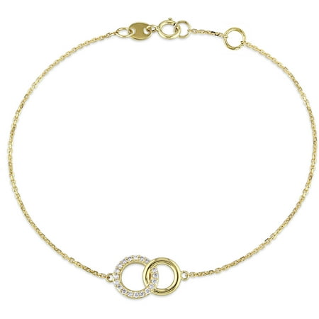 Miabella 1/10 Carat T.W. Diamond 14kt Yellow Gold Circle Charm Bracelet, 7