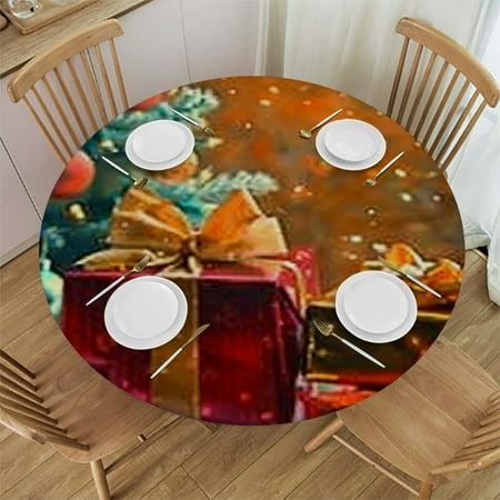 

Tllo0ord Chinoiserie Round Table Cloth Washable Reusable Multicolour Round Elastic Tablecloth Fitted Vinyl Table Cover Waterproof Elasticized Edge 46-50