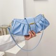 thumbnail image 1 of Bolso de hombro plisado Color sólido PU Cuero Cloud Underarm Bag para fiesta (Azul), 1 of 9