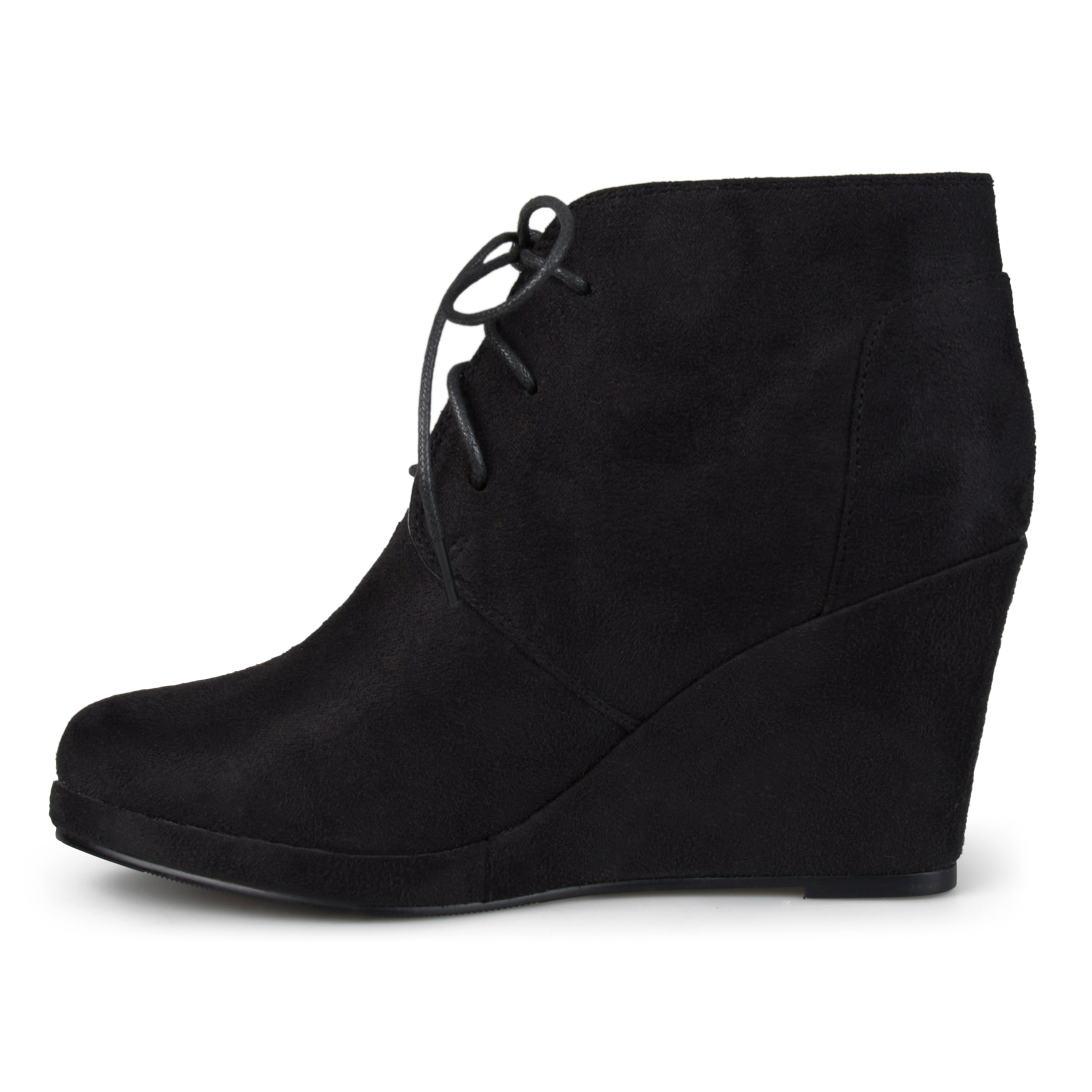 breana faux suede wedge bootie