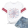 thumbnail image 4 of WAYUTE Womens Shirts Colorful Stars & Fireworks Pattern Short Sleeve V Neck Celebrate America'S 250Th Anniversary For 4Th Of July Holiday Nautical Tops,White,Xl, 4 of 4