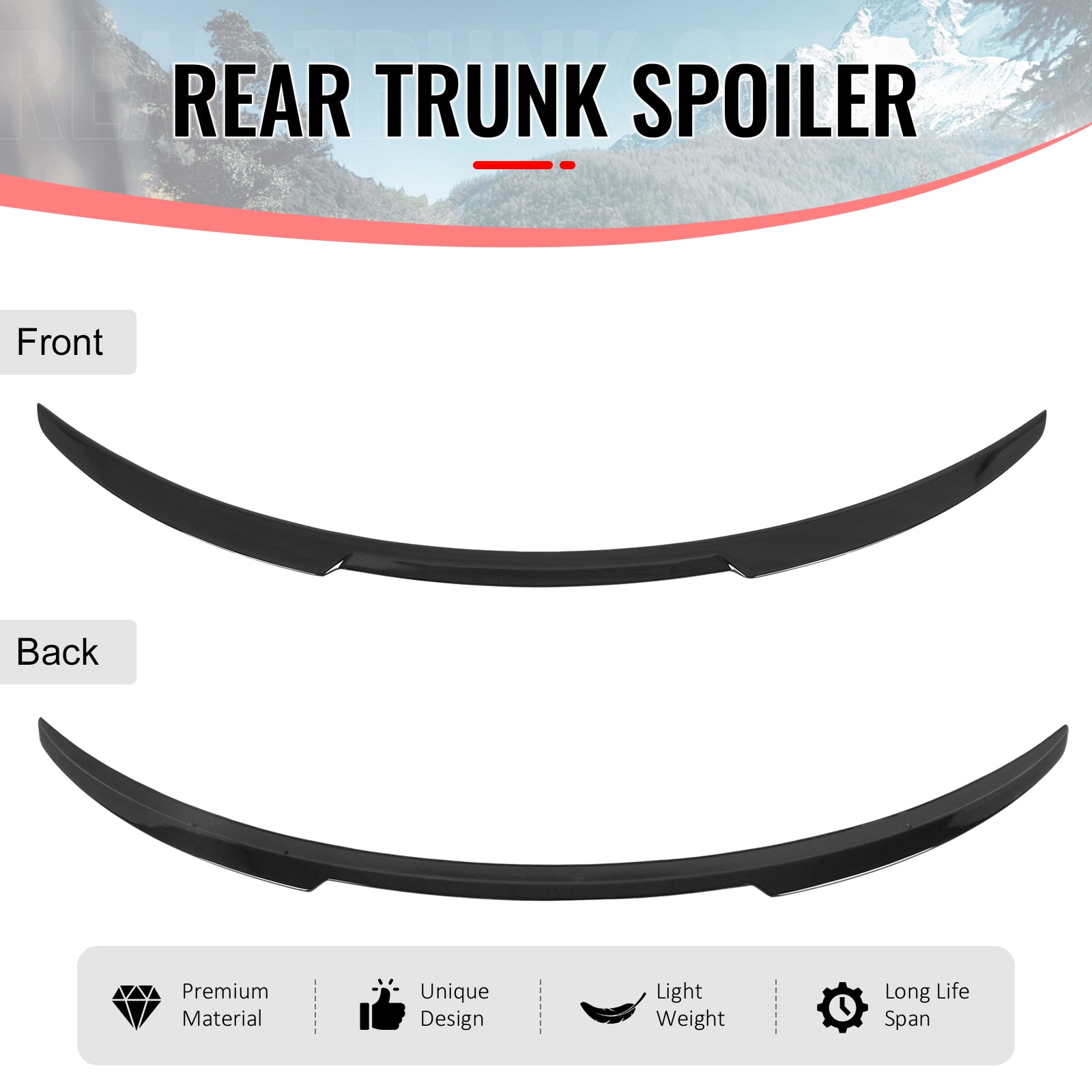 Ikon Motorsports Trunk Spoiler Compatible with 2026 Tesla Model Y Juniper, V Style Gloss Black ABS Plastic Add-on Rear Trunk Lid Spoiler Wing Lip