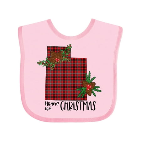 

Inktastic Home for Christmas Utah in Plaid with Holly Gift Baby Boy or Baby Girl Bib