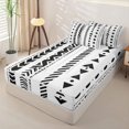 thumbnail image 2 of Homewish Retro Bohemian Geometric Zipper Twin Comforter Sets with Fitted Sheet and 2 Pillowcases,Boho Exotic Style Zipper Bedding Set,White,Black Reversible,4pcs, 2 of 8