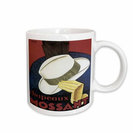 

3dRose Vintage Chapeaux Mossant Hat Advertising Poster Ceramic Mug 11-ounce