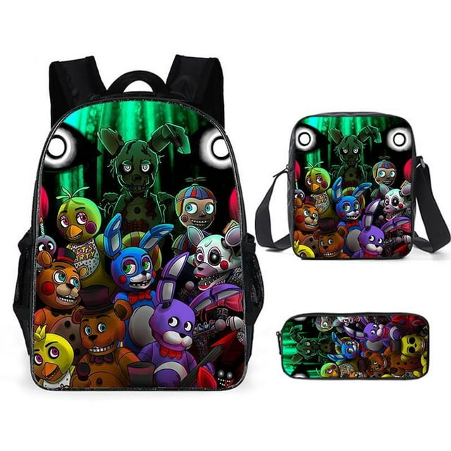 Set de mochilas escolares Five Nights Freddy Bear, 3 piezas, unisex