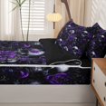 thumbnail image 5 of Homewish Halloween Horror Skull Zipper Twin Comforter Sets with Fitted Sheet and 2 Pillowcases,Goth Romantic Rose Zipper Bedding Set,Purple,Black Reversible,4pcs, 5 of 8