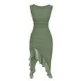 thumbnail image 3 of Franhais Women Bodycon Fishtail Dress Fashion Sheer Mesh Fairy Ruffles Tassel See Through Midi Dress Split Party Dress, 3 of 8