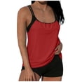 thumbnail image 3 of CLOISE Womens Plus Size Swimsuits Tankini 2 Piece with Boy Shorts Built in Bra Full Coverage Bathing Suit Adjustable Side Straps Color Block Swimwear Beachwear, 3 of 6