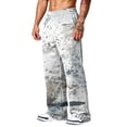 thumbnail image 4 of Hsovts Camo Sweatpants for Men Relaxed Fit Baggy Elastic Waist Drawstring Workout Loose Trousers Running Pant with Pockets Gray 2XL, 4 of 6