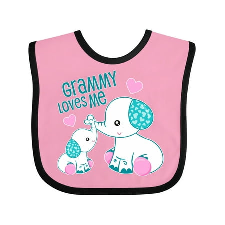 

Inktastic Grammy Loves Me-cute Elephants Gift Baby Boy or Baby Girl Bib