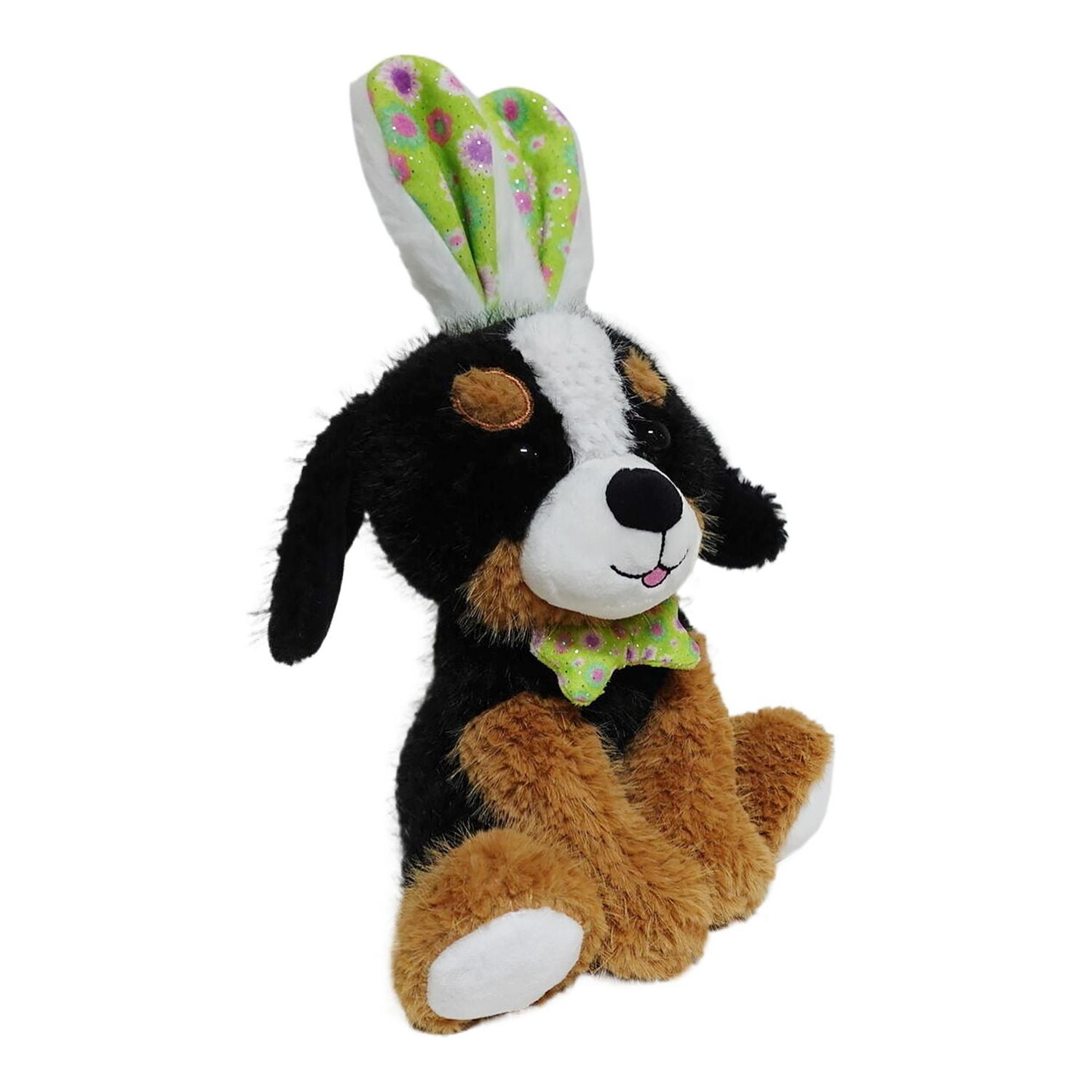 Way to Celebrate Medium Plush Puppy with Bunny Ear, Black, 10inch