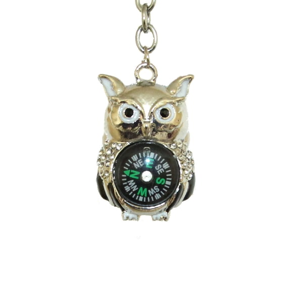 Wise Owl Compass Keychain