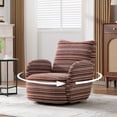 thumbnail image 3 of S-HOME Striped Fabric Armrest Swivel Chair in Elegant Sand-Rimmed Design, Perfect for Bedroom and Stylish Living Spaces, 3 of 12
