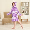thumbnail image 4 of FORMRS Niños Bathrobe Unisex Hooded Robe Soft Plush Pajamas Sleepwear, Size 10-12T, Purple and White Pattern, 4 of 7