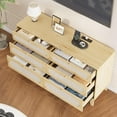 thumbnail image 3 of Senfot 6 Chests of Drawers Storage for Bedroom, Rattan Drawer Dresser, with USB Ports and Outlets, Rattan Storage Dresser for Living Room,Natural Oak, 3 of 7